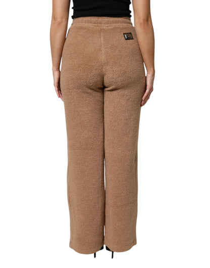 Dolce & Gabbana Brown Logo Plaque Sweatpants Straight Pants