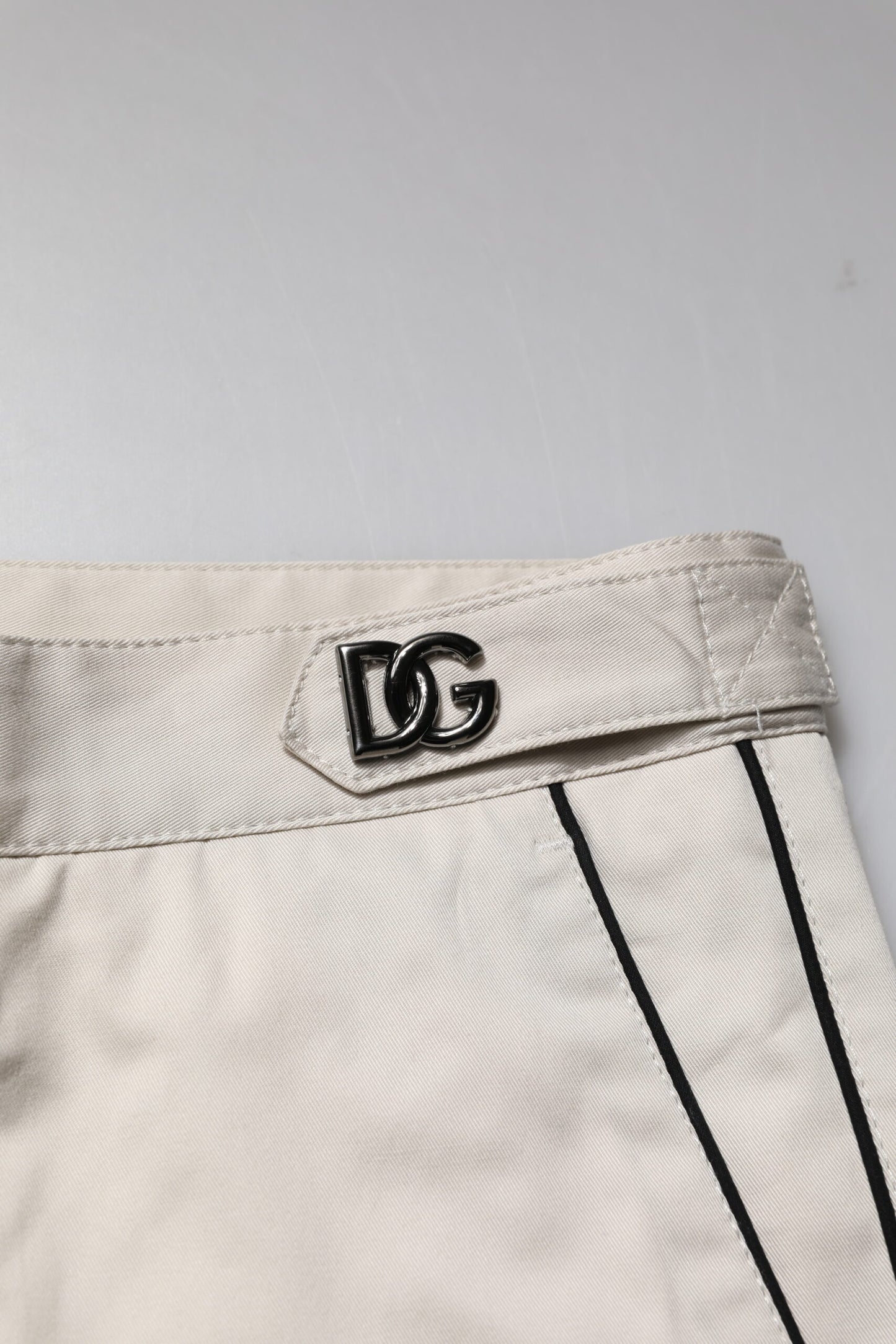 Dolce & Gabbana White Cotton Dress Slim Formal Pants