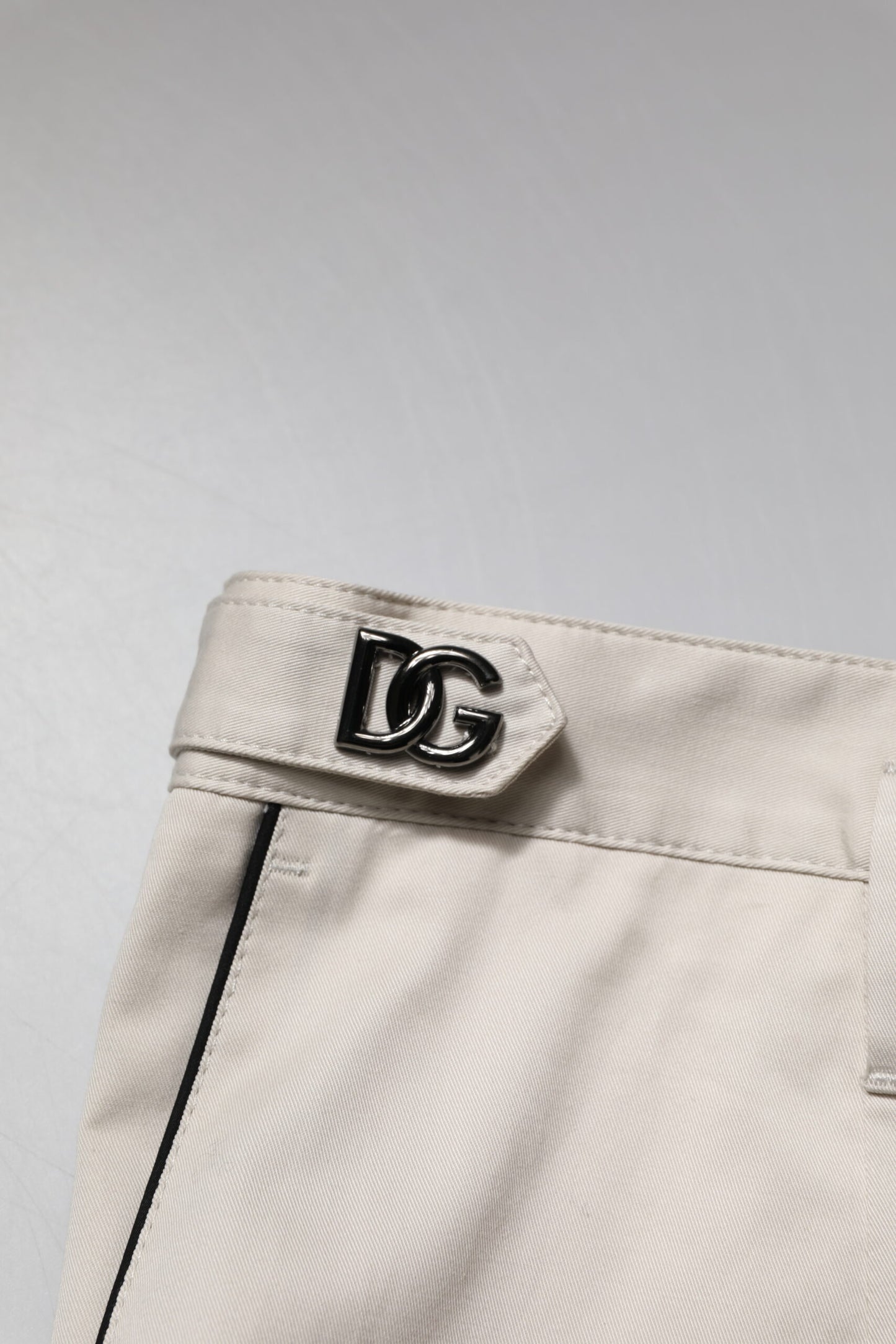 Dolce & Gabbana White Cotton Dress Slim Formal Pants