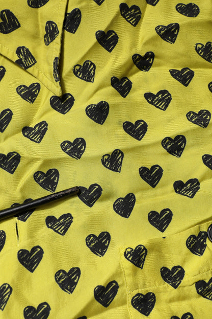 Dolce & Gabbana Yellow Heart Short Sleeves Men Casual Shirt