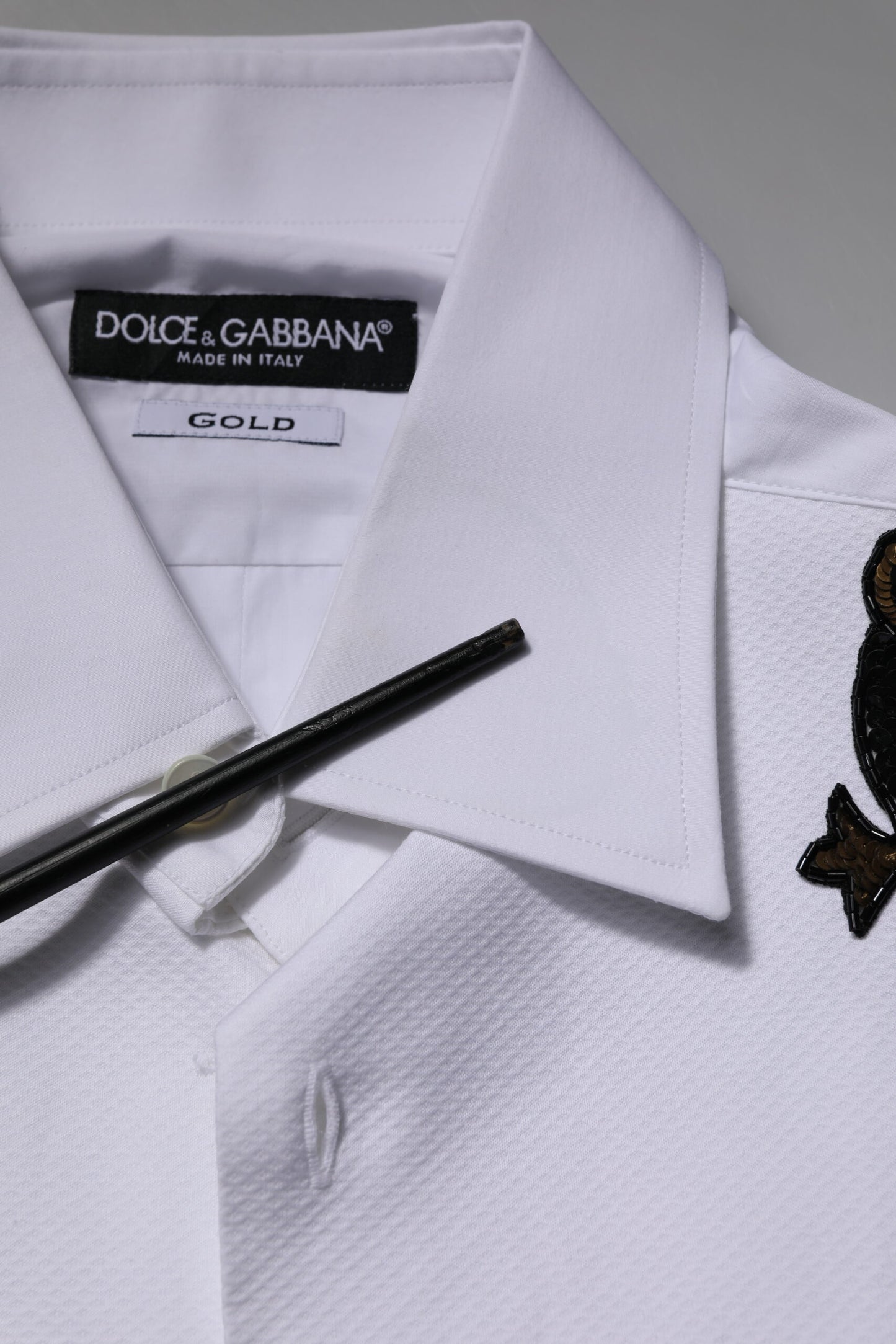 Dolce & Gabbana White GOLD Embellished Formal Men Dress Shirt