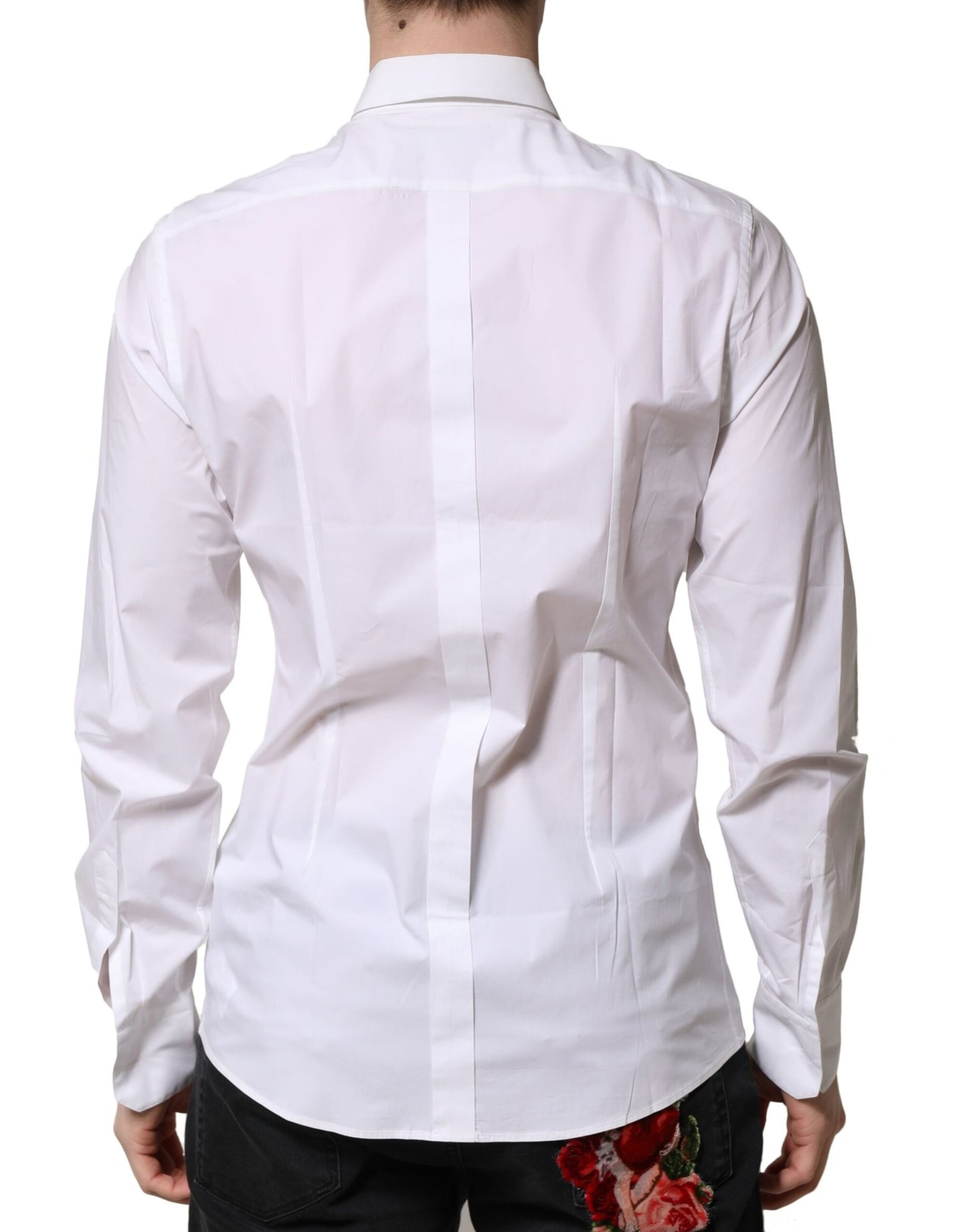 Dolce & Gabbana White Cotton Long Sleeves Dress Formal Shirt