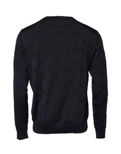 Dolce & Gabbana Black Silk Crew Neck Sweatshirt Sweater
