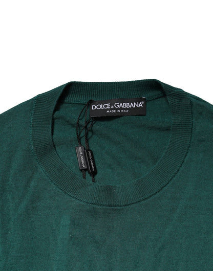 Dolce & Gabbana Green Cashmere Crew Neck Sweatshirt Sweater
