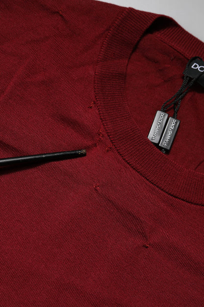Dolce & Gabbana Maroon Cashmere Crew Neck Sweatshirt Sweater
