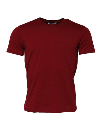 Dolce & Gabbana Dark Red Men Crew Neck Short Sleeve T-shirt
