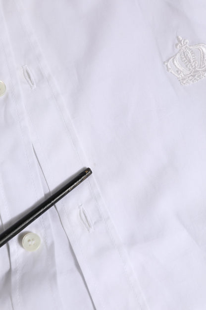 Dolce & Gabbana White Cotton GOLD Long Sleeves Formal Shirt