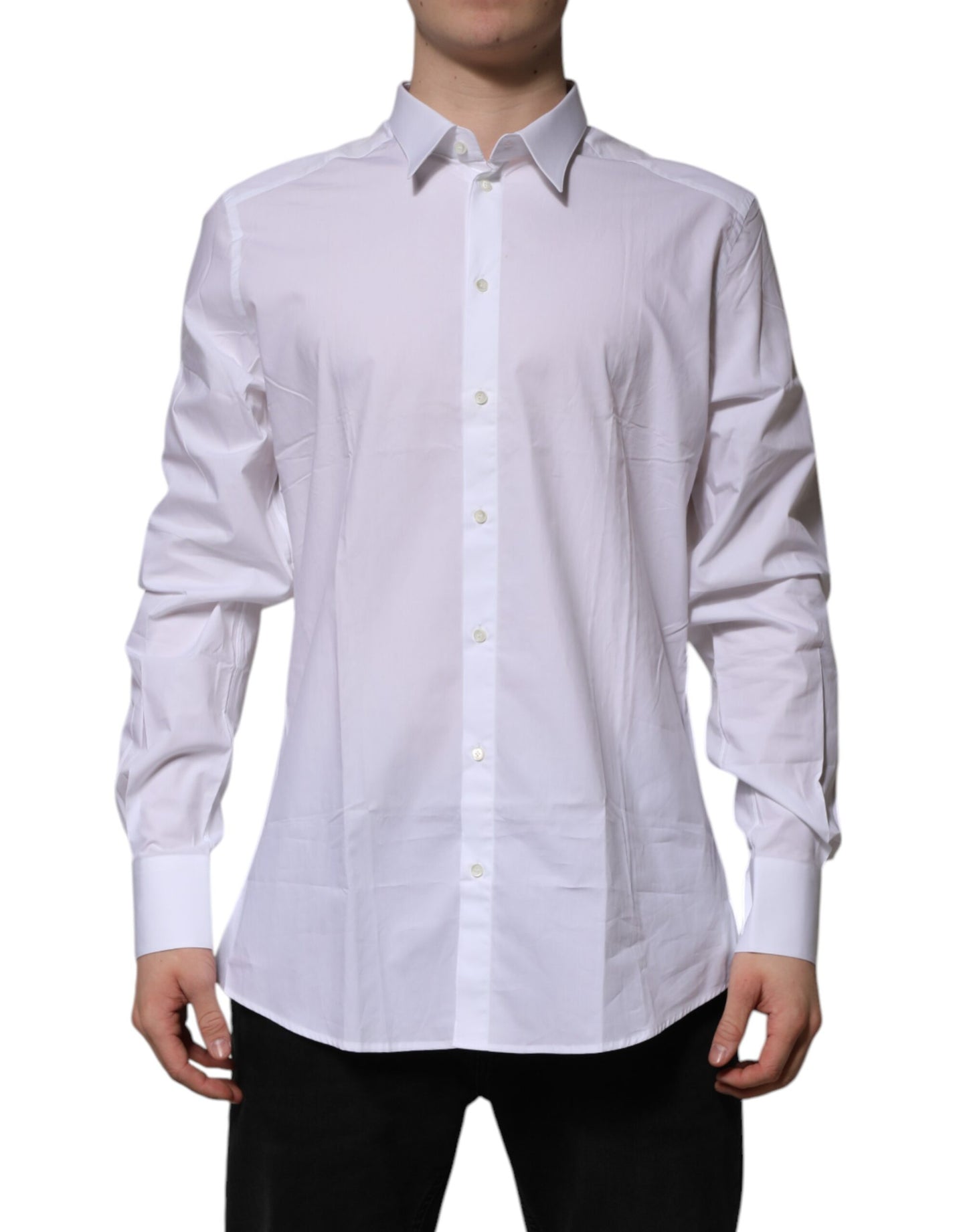 Dolce & Gabbana White Cotton GOLD Long Sleeves Formal Shirt