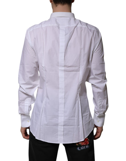 Dolce & Gabbana White Cotton GOLD Long Sleeves Formal Shirt