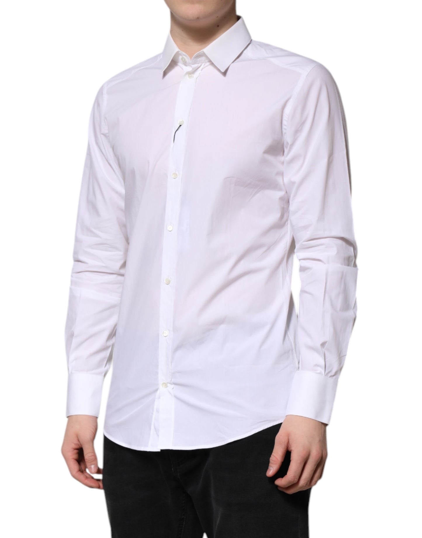 Dolce & Gabbana White Cotton GOLD Long Sleeves Formal Shirt
