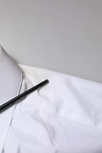 Dolce & Gabbana White Cotton GOLD Long Sleeves Formal Shirt