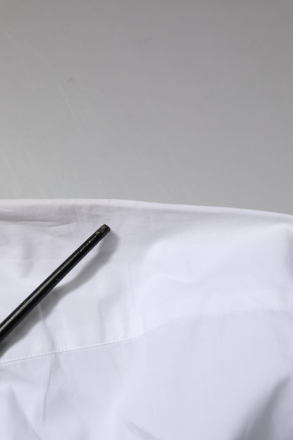 Dolce & Gabbana White Cotton GOLD Long Sleeves Formal Shirt