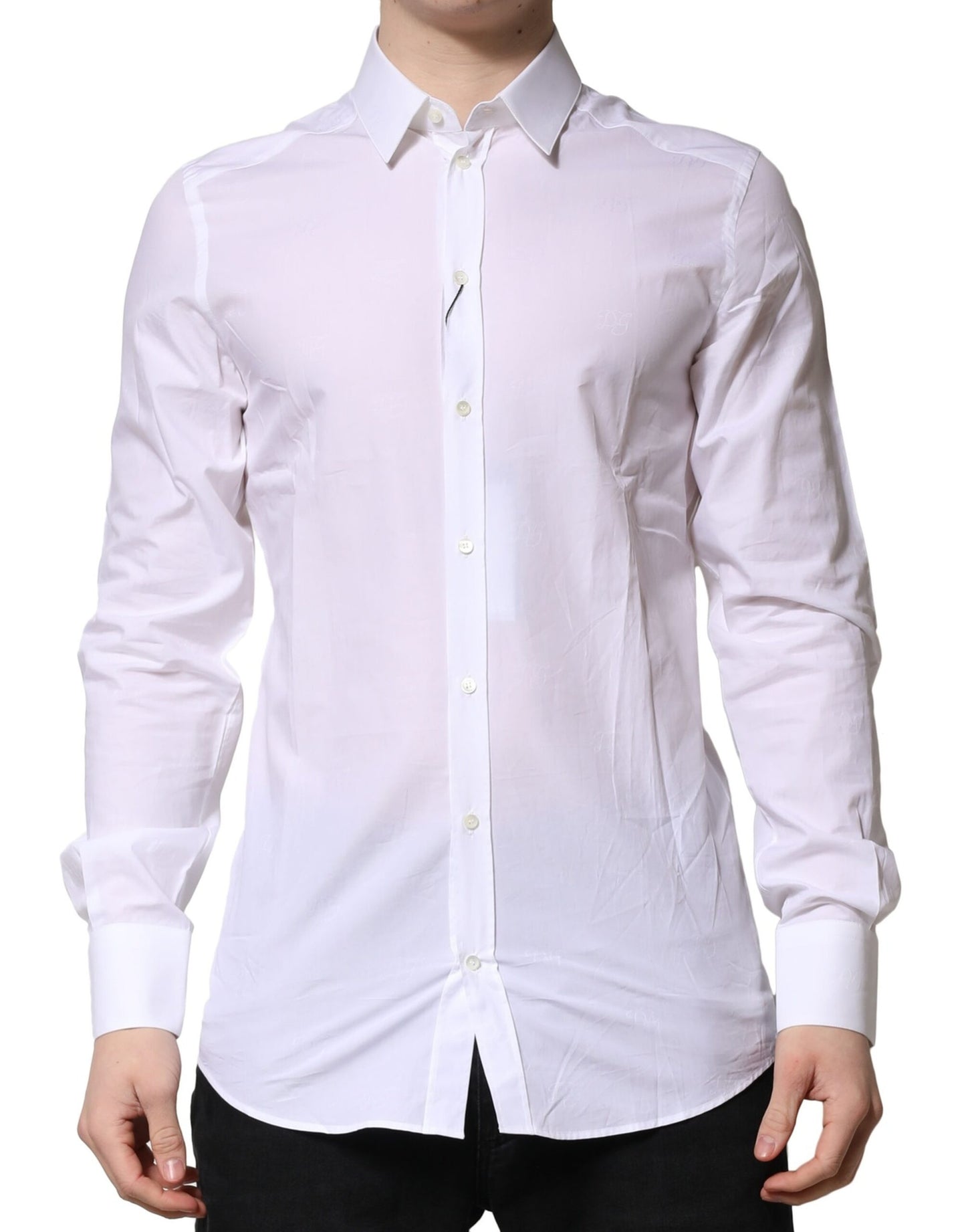 Dolce & Gabbana White Cotton GOLD Long Sleeves Formal Shirt