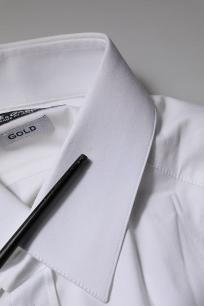 Dolce & Gabbana White GOLD Long Sleeves Dress Formal Shirt