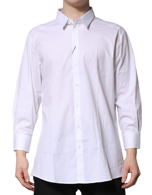 Dolce & Gabbana White GOLD Long Sleeve Dress Men Formal Shirt