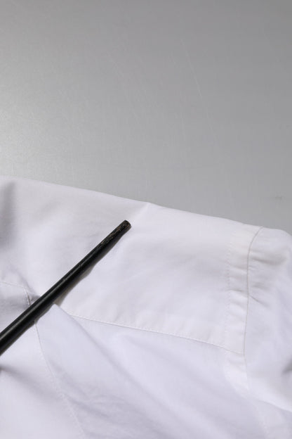 Dolce & Gabbana White GOLD Cotton Poplin Dress Formal Shirt