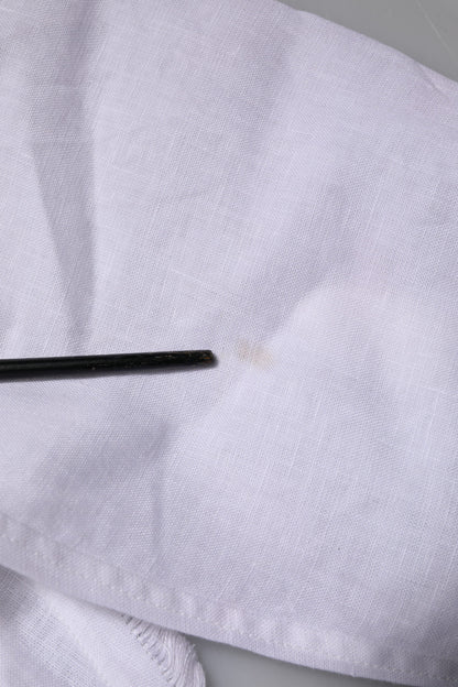 Dolce & Gabbana White Linen Long Sleeves Casual Men Shirt