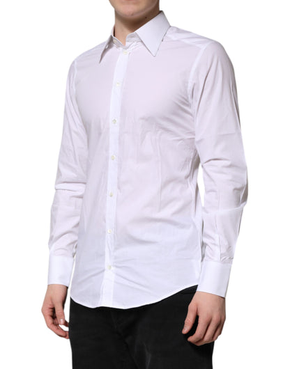 Dolce & Gabbana White GOLD Cotton Poplin Dress Formal Shirt