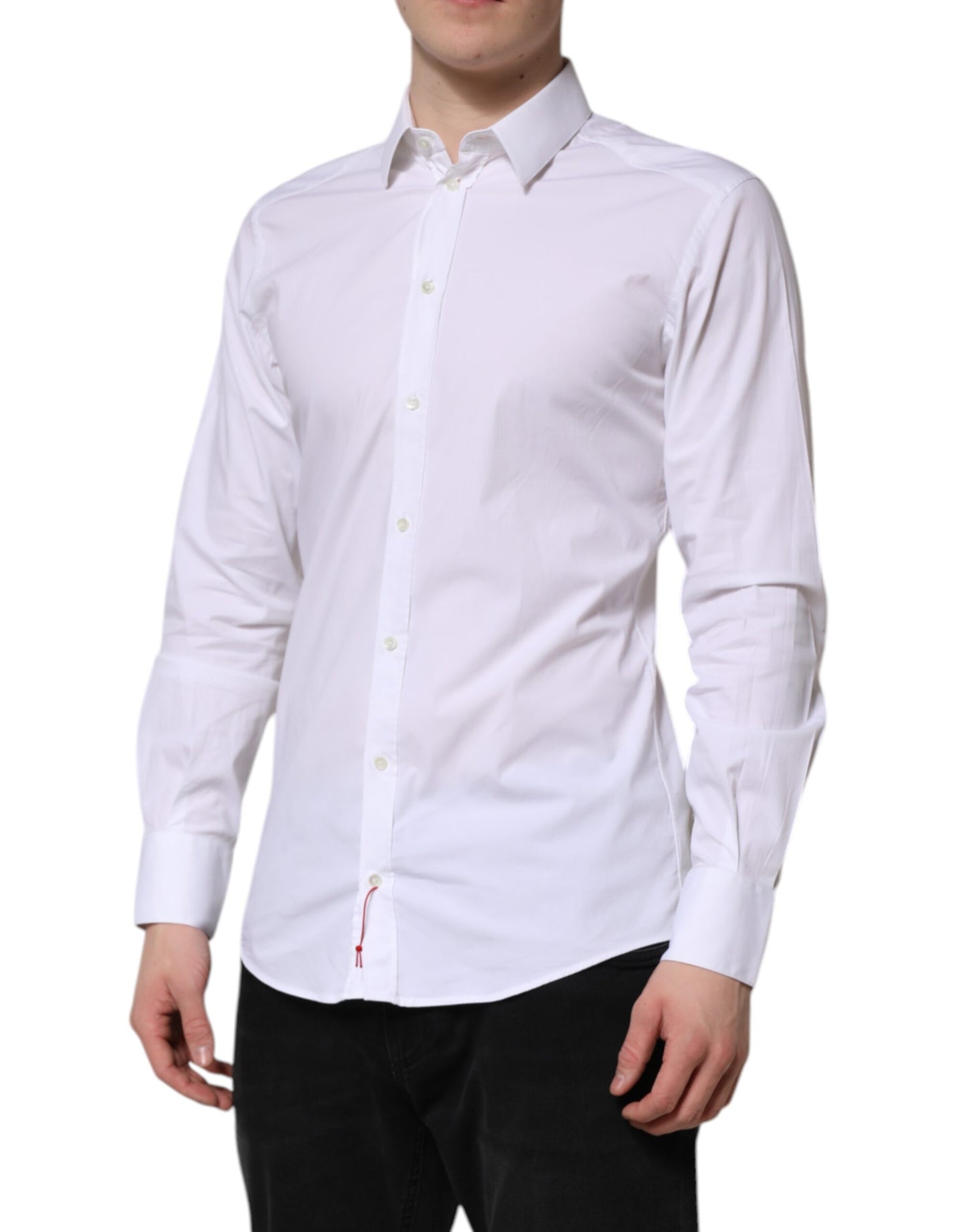 Dolce & Gabbana White GOLD Cotton Men Dress Formal Shirt