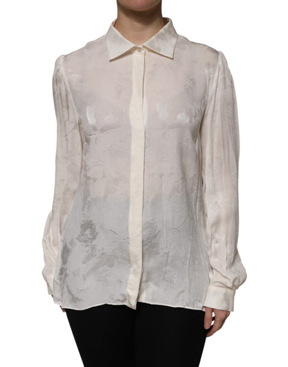 Dolce & Gabbana White Button Down Long Sleeves Blouse Top