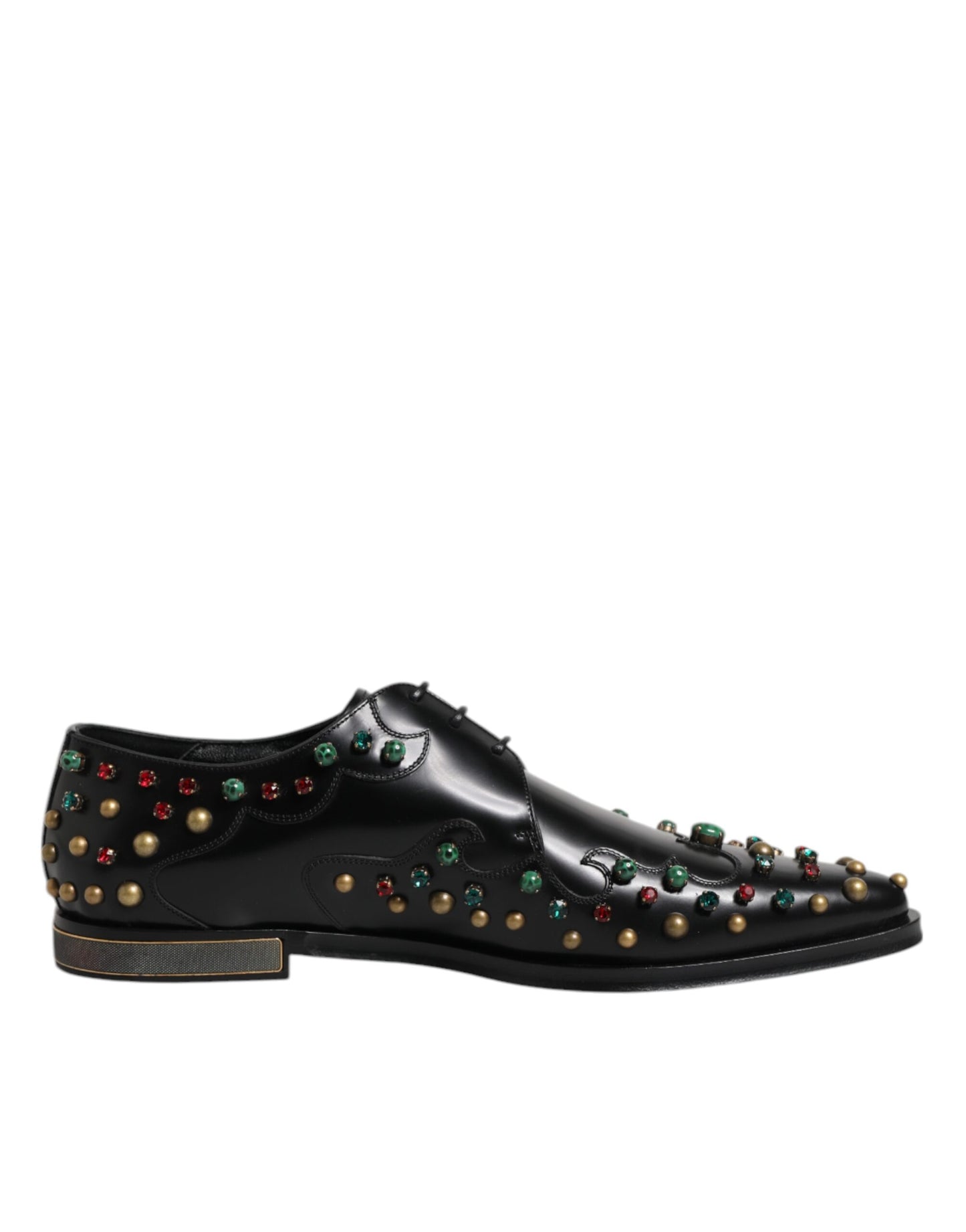 Dolce & Gabbana Black Leather Derby Dress Studded Shoes
