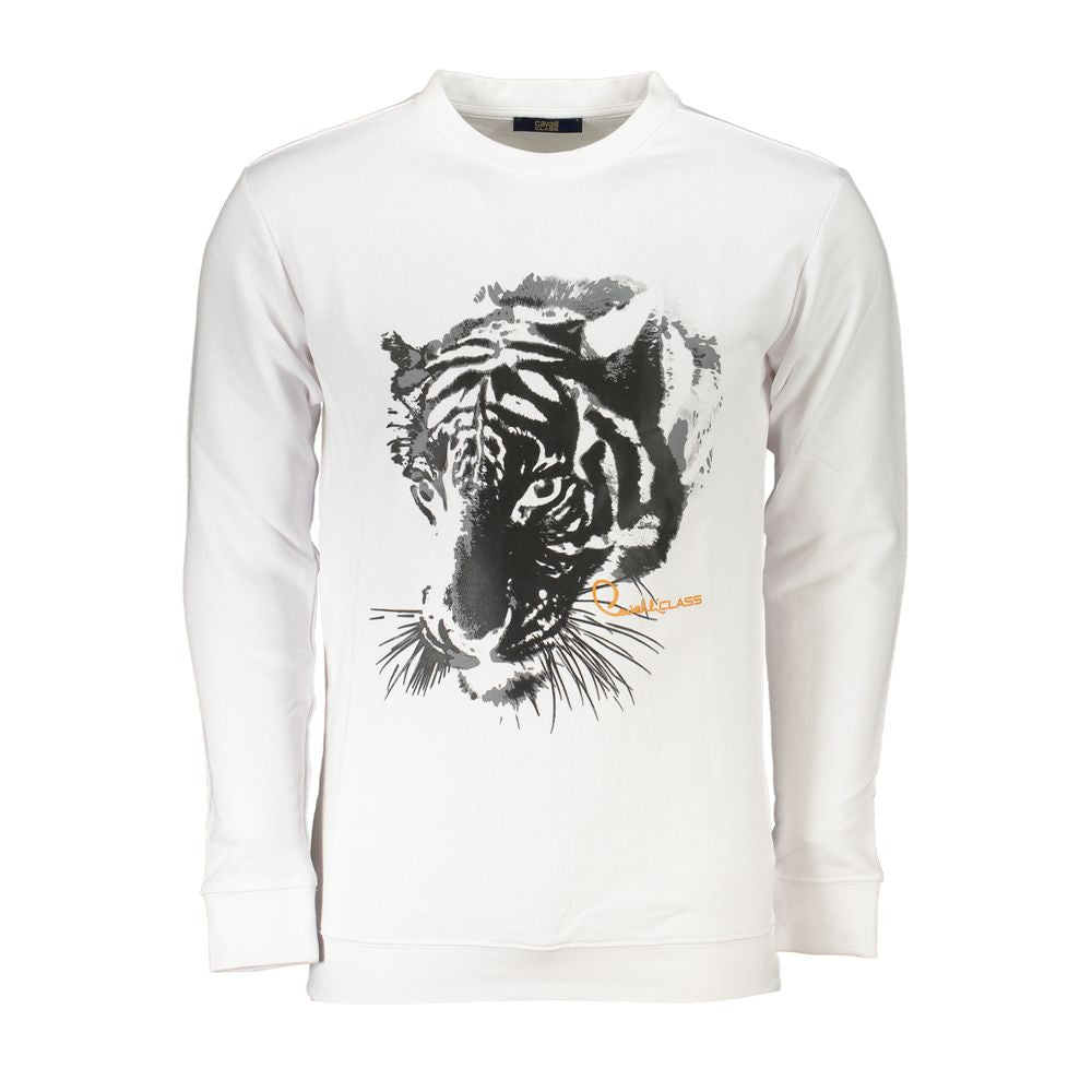 Cavalli Class White Cotton Men Sweater
