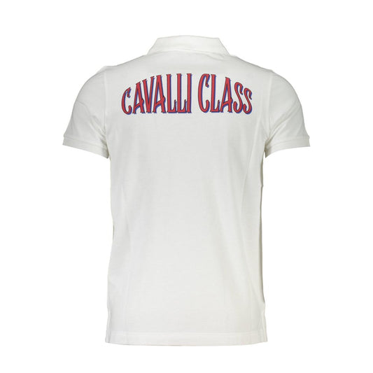 Cavalli Class White Cotton Men Polo Shirt