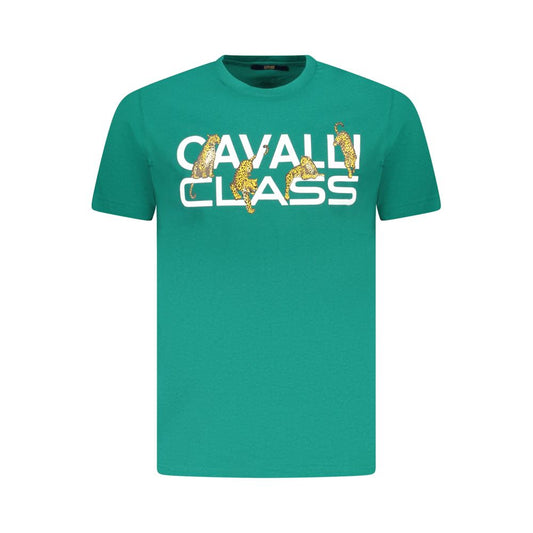 Cavalli Class Green Cotton Men T-Shirt