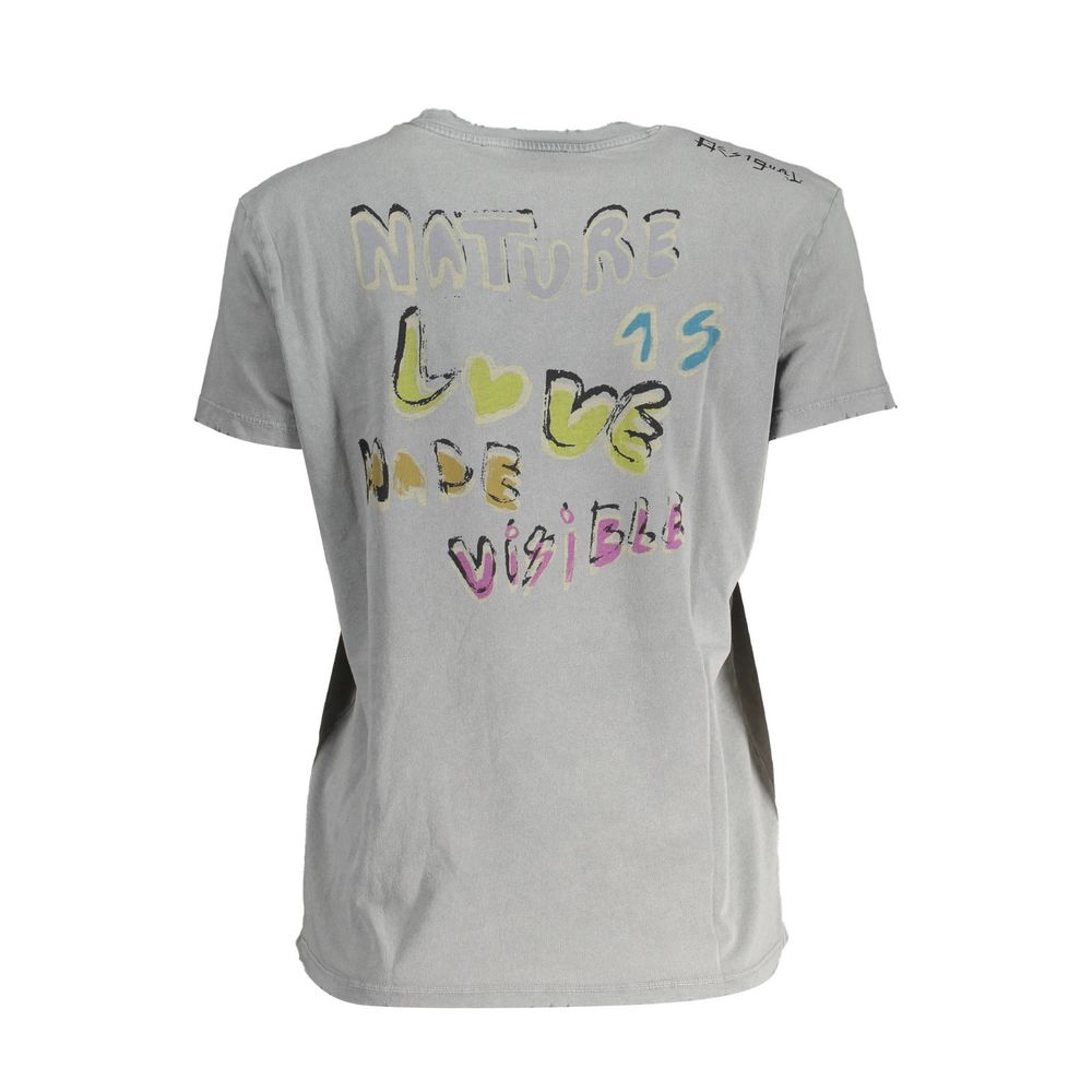 Desigual Gray Cotton T-Shirt