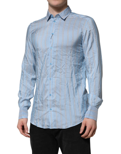 Dolce & Gabbana Blue Striped MARTINI Long Sleeve Dress Shirt