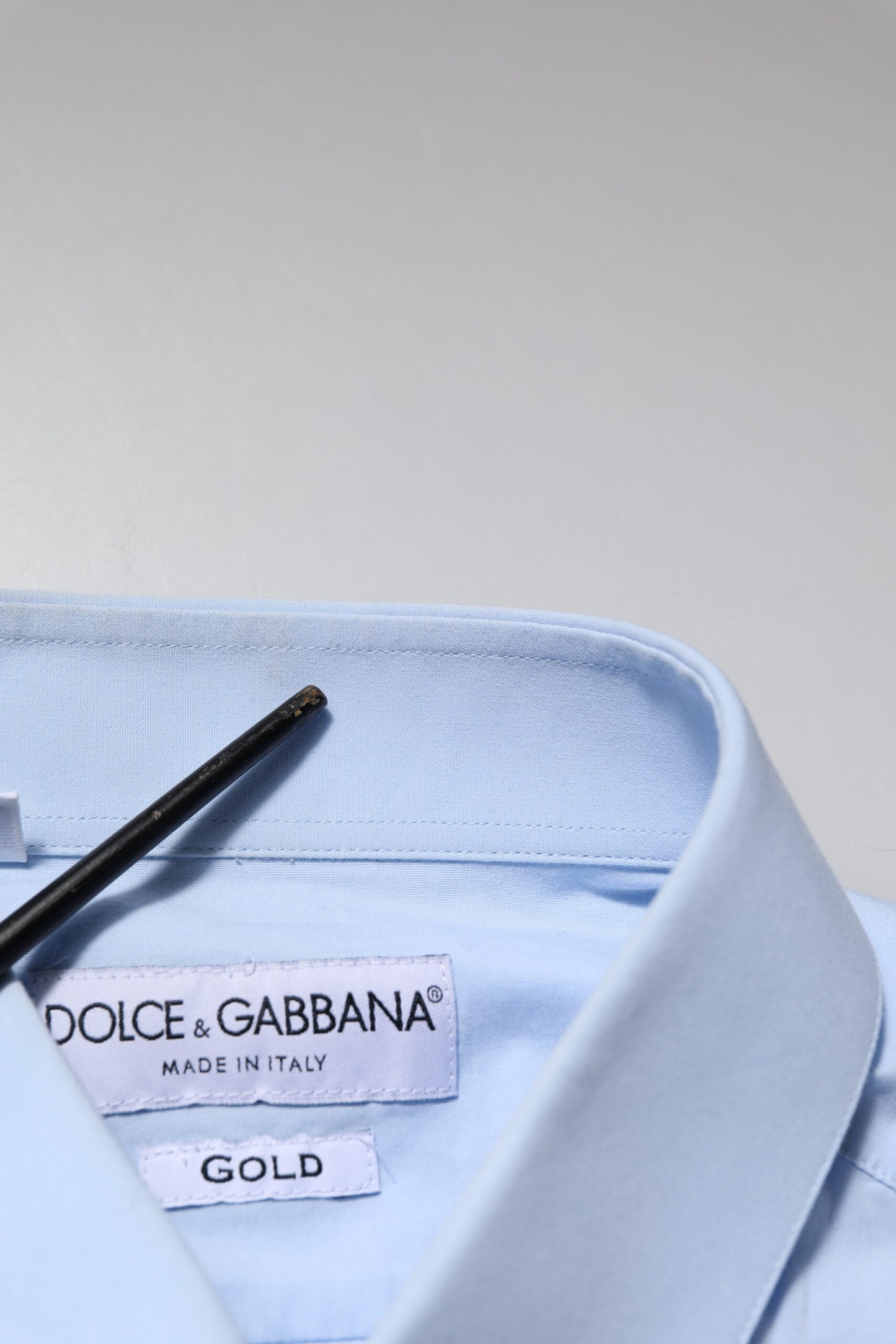 Dolce & Gabbana Sky Blue Cotton GOLD Long Sleeves Dress Shirt