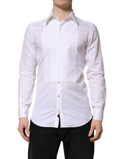 Dolce & Gabbana White Cotton GOLD Long Sleeves Dress Shirt