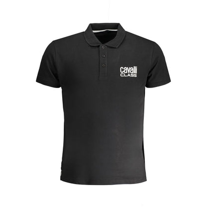 Cavalli Class Black Cotton Men Polo Shirt
