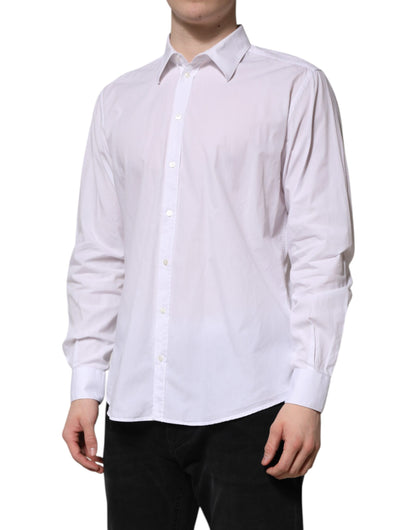 Dolce & Gabbana White Cotton STAFF Long Sleeves Dress Shirt