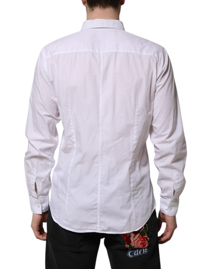Dolce & Gabbana White Cotton STAFF Long Sleeves Dress Shirt