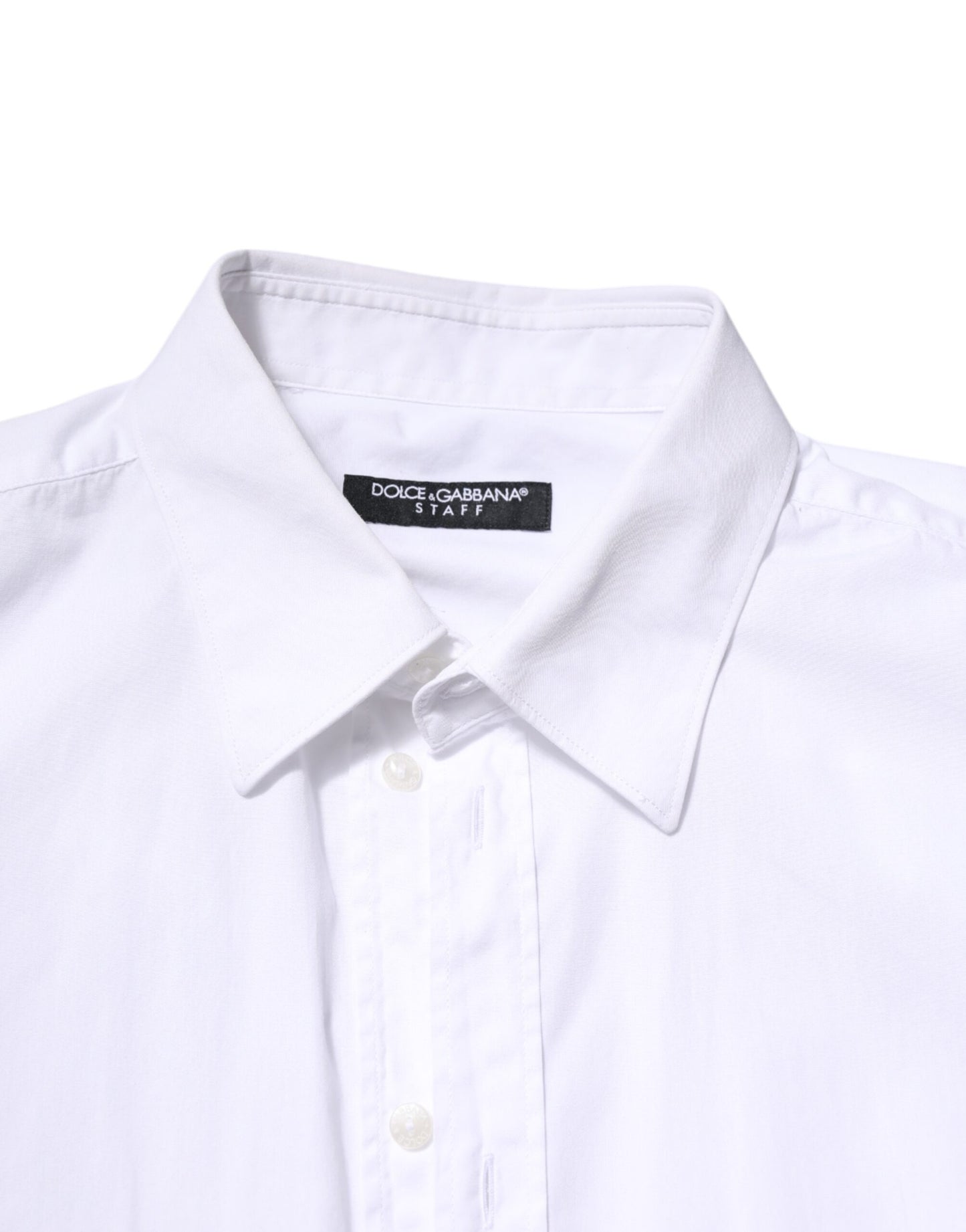 Dolce & Gabbana White Cotton STAFF Long Sleeves Dress Shirt