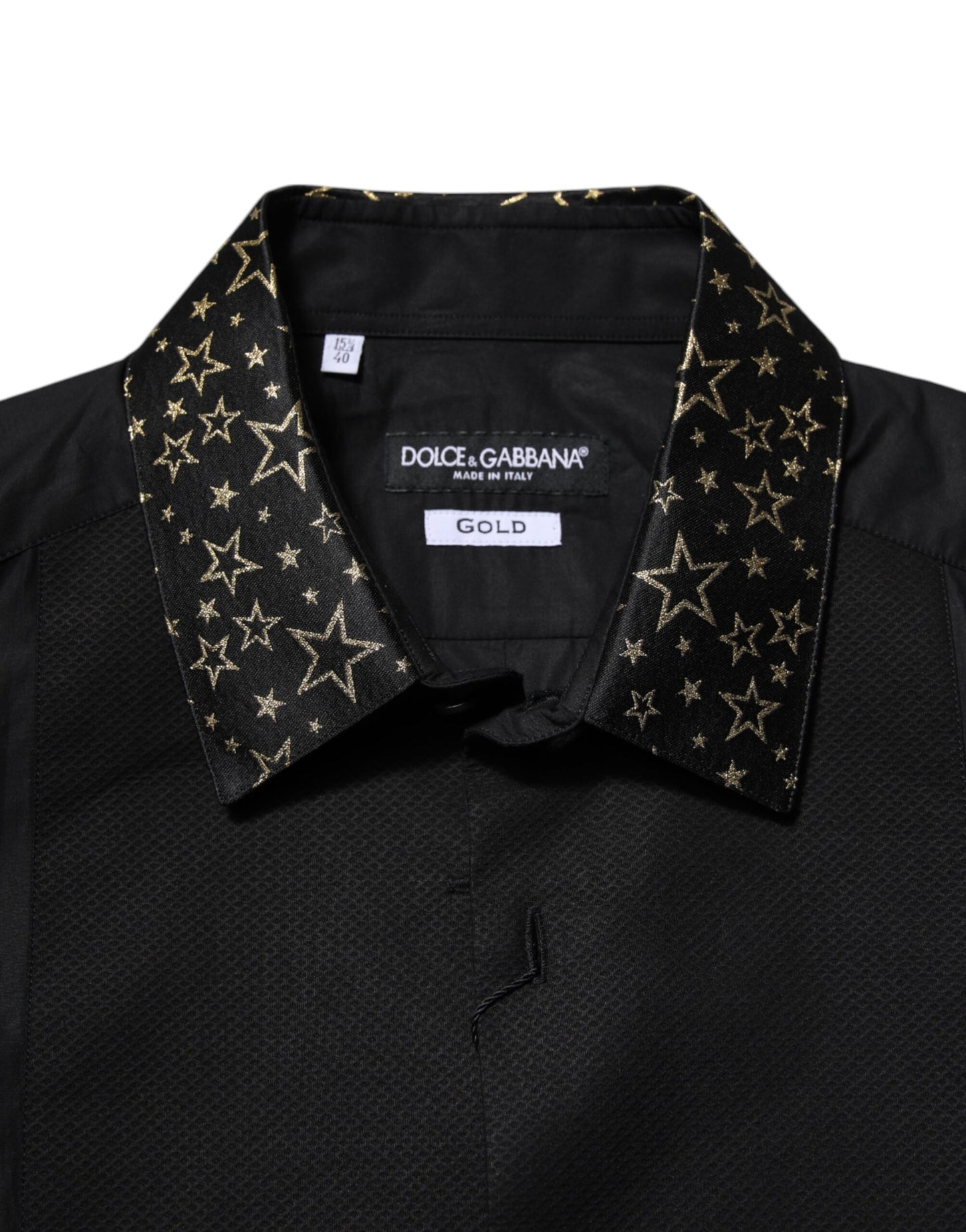Dolce & Gabbana Black Cotton GOLD Long Sleeves Dress Shirt