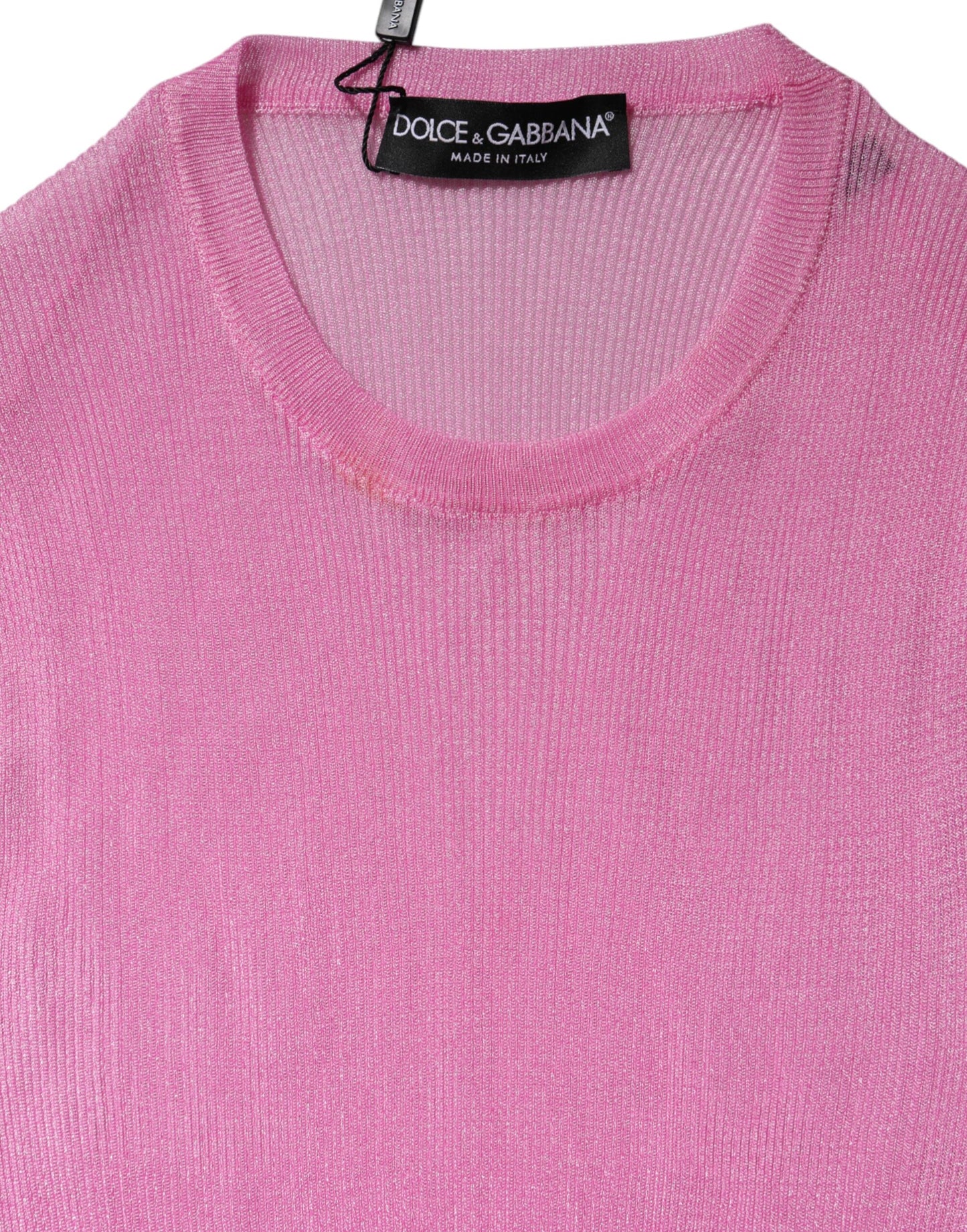 Dolce & Gabbana Pink Polyester Sleeveless Round Neck Tank Top