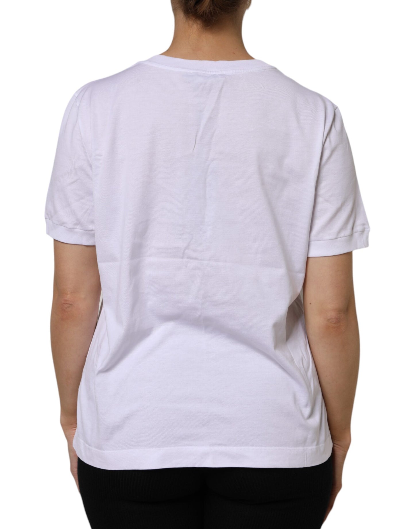 Dolce & Gabbana White Cotton Short Sleeve Round Neck T-shirt