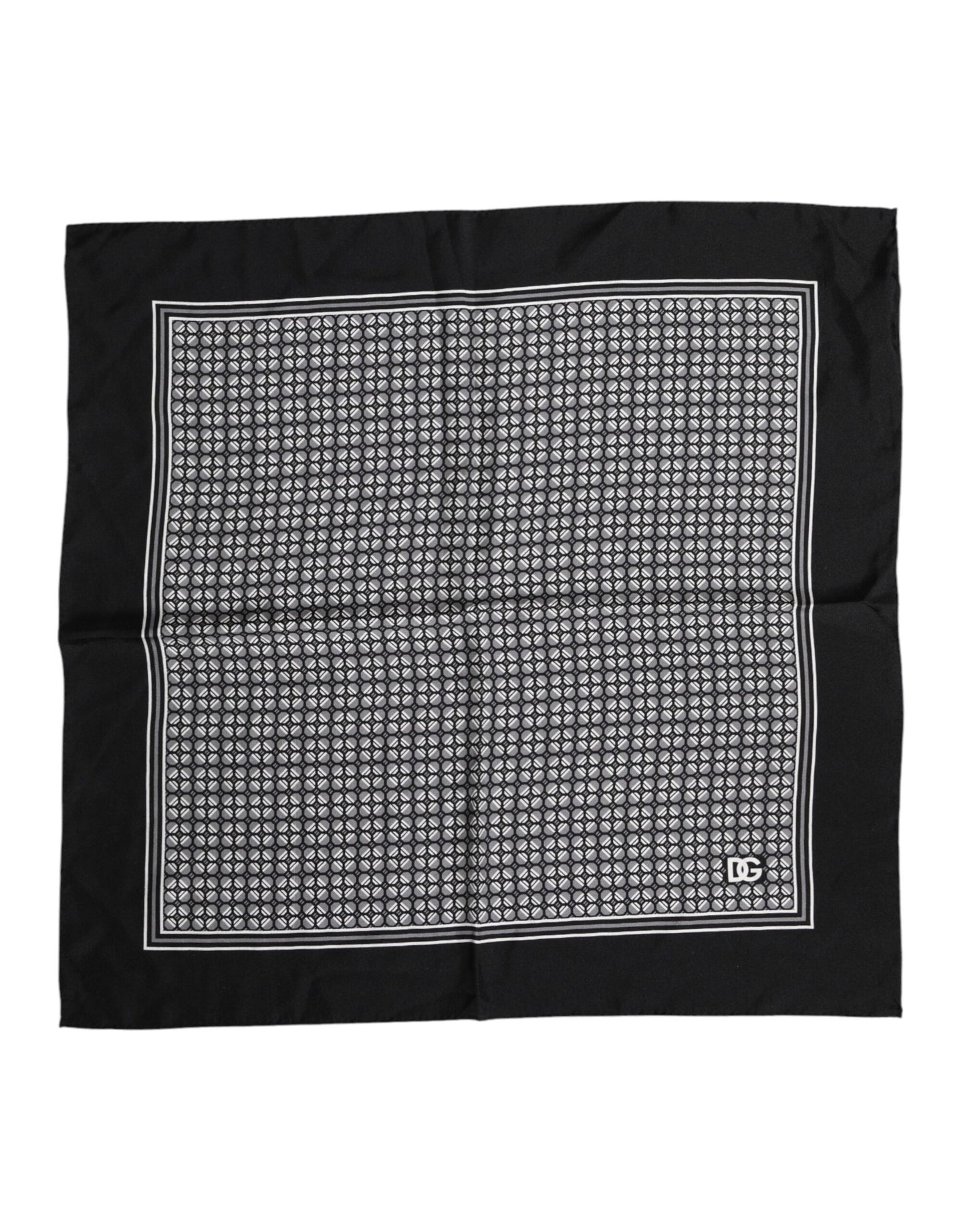 Dolce & Gabbana Black White Patterned Square Foulard Scarf