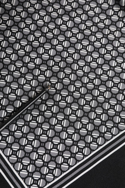 Dolce & Gabbana Black White Patterned Square Foulard Scarf