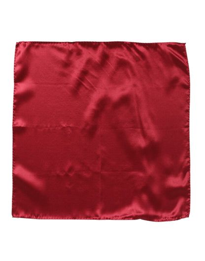 Dolce & Gabbana Red Solid Satin Silk Square Handkerchief Scarf
