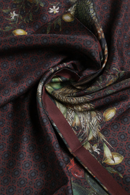 Dolce & Gabbana Brown Peacock Print Square Men Foulard Scarf