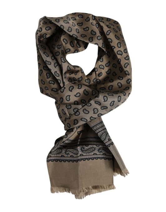 Dolce & Gabbana Brown Printed Neck Warmer Men Foulard Scarf