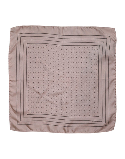 Dolce & Gabbana Beige Dotted Silk Square Men Foulard Scarf