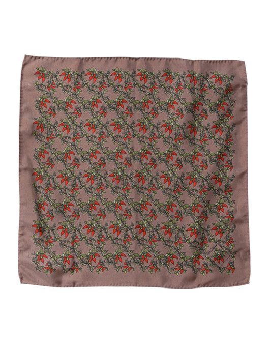 Dolce & Gabbana Brown Chili Print Silk Square Foulard Scarf