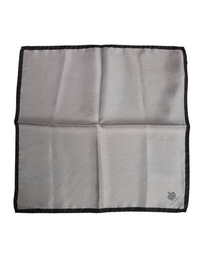 Dolce & Gabbana Gray DG Crown Silk Square Men Foulard Scarf
