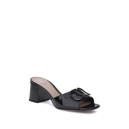 Valentino Garavani Black Calf Leather Bos Taurus Sandals