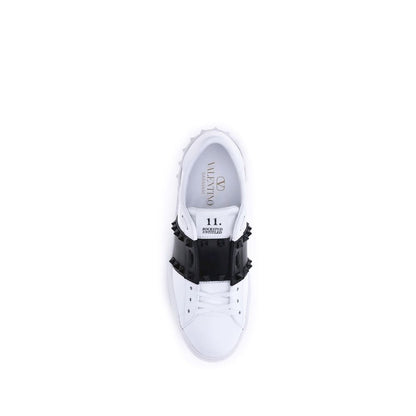 Valentino Garavani Black Calf Leather Bos Taurus Low Top Sneakers