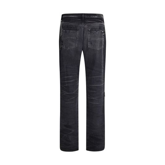 Amiri Black Cotton Straight-Leg Jeans